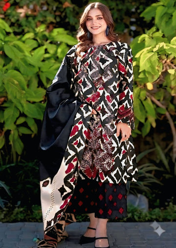 3-Piece Linen Suit With Linen Dupatta MH-75601-A