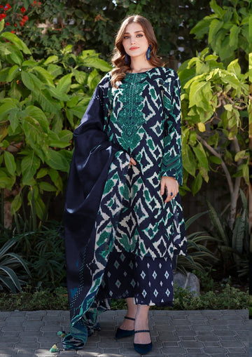 3-Piece Linen Suit With Linen Dupatta MH-75601-B