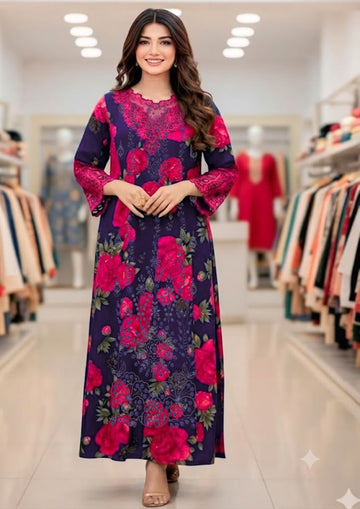 3-Piece Linen Suit With Linen Dupatta MH-75606-B