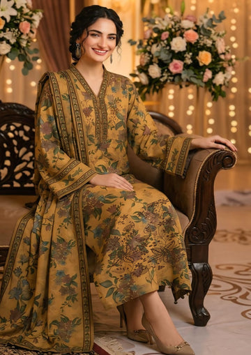 3-Piece Linen Suit With Linen Dupatta