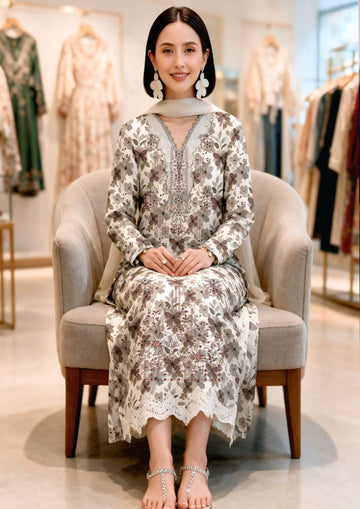 3-Piece Linen Suit With Linen Dupatta MH-75611-A