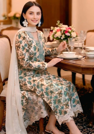 3-Piece Linen Suit With Linen Dupatta MH-75611-B