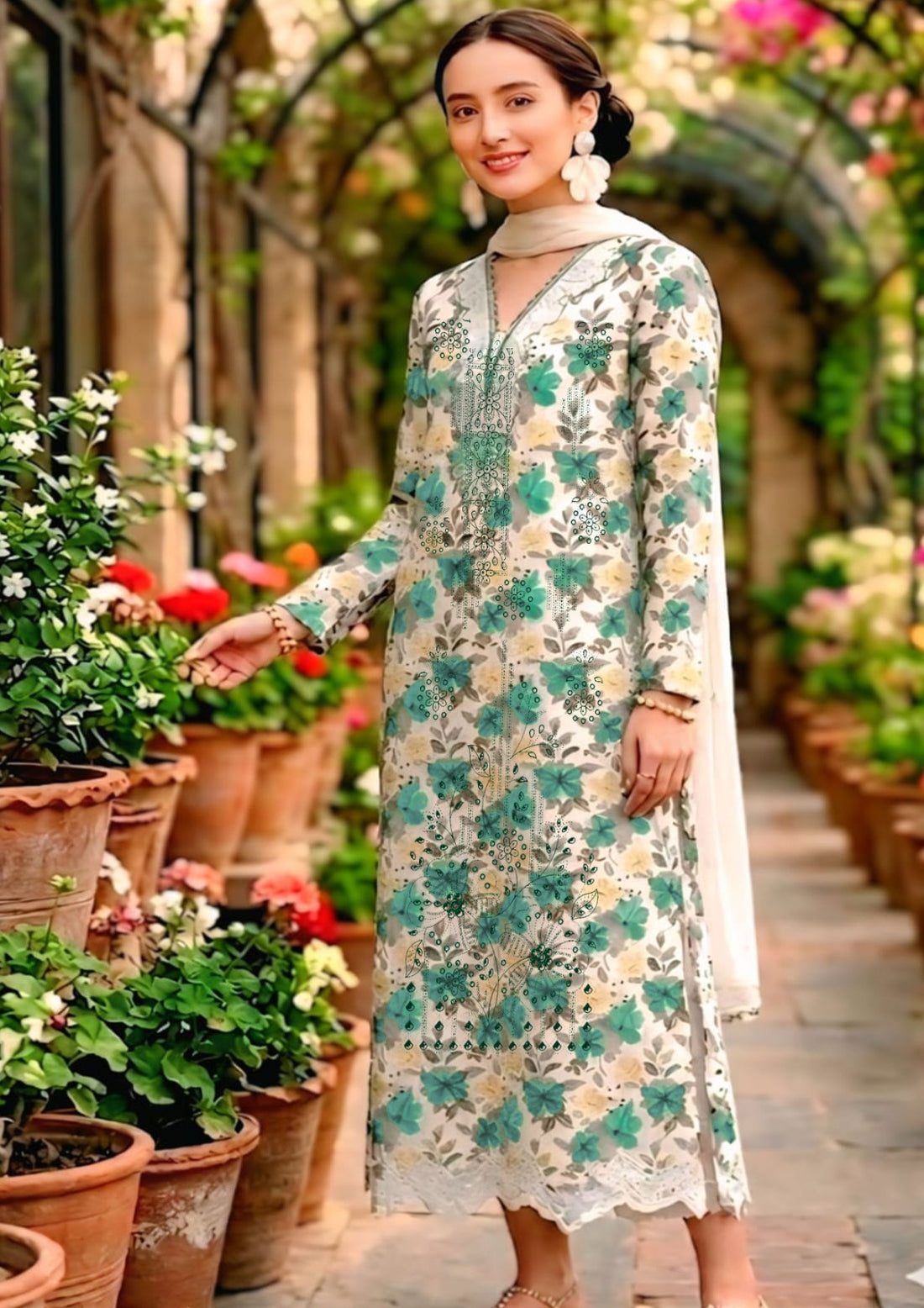 3-Piece Linen Suit With Linen Dupatta MH-75611-B
