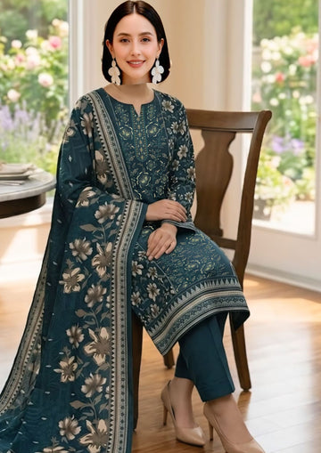 3-Piece Linen Suit With Linen Dupatta MH-75612-A