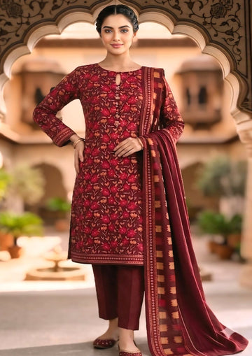3-Piece Linen Suit With Linen Dupatta MH-75612-C