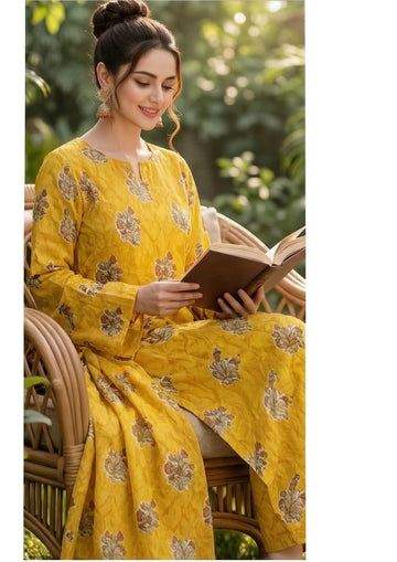 3-Piece Linen Suit With Linen Dupatta MH-75616-B