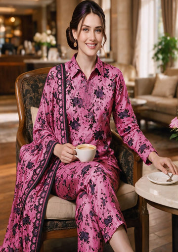 3-Piece Linen Suit With Linen Dupatta MH-75618-B
