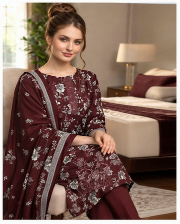 3-Piece Dhanak Suit With Dhanak Dupatta