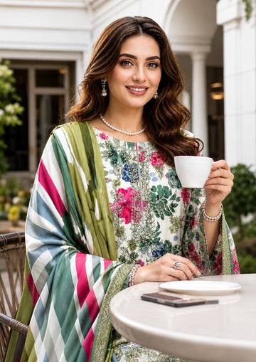 3-Piece Dhanak Suit With Dhanak Dupatta