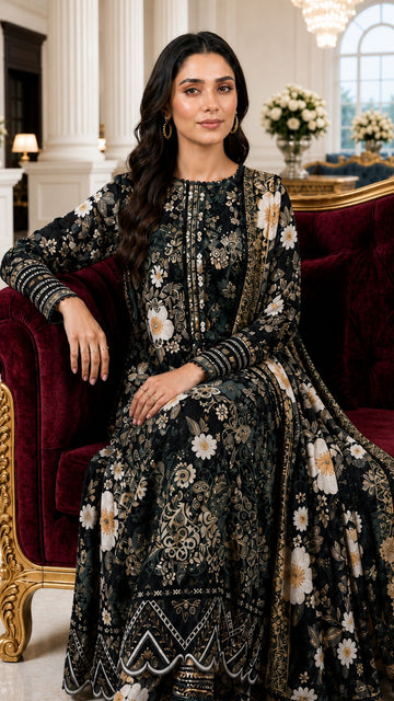 3-Piece Dhanak Suit With Dhanak Dupatta