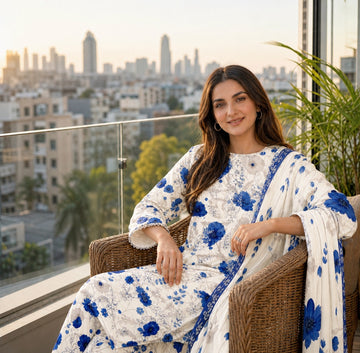 3-Piece Dhanak Suit With Dhanak Dupatta