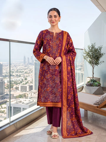 3-Piece Dhanak Suit With Dhanak Dupatta