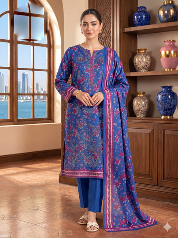 3-Piece Dhanak Suit With Dhanak Dupatta