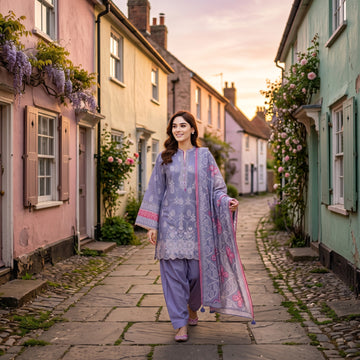 3-Piece Dhanak Suit With Dhanak Dupatta