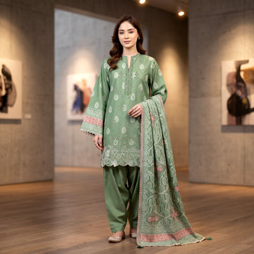 3-Piece Dhanak Suit With Dhanak Dupatta