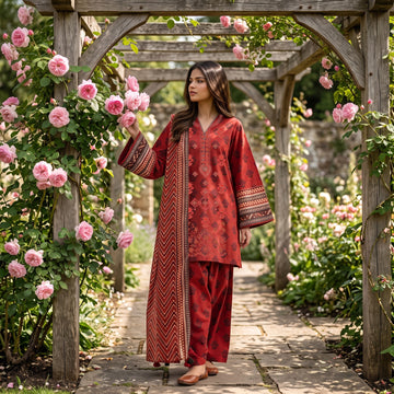 3-Piece Dhanak Suit With Dhanak Dupatta