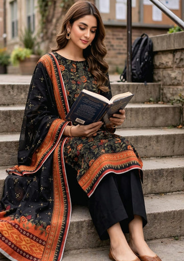 3-Piece Dhanak Suit With Dhanak Dupatta