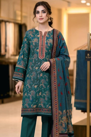 3-Piece Dhanak Suit With Dhanak Dupatta