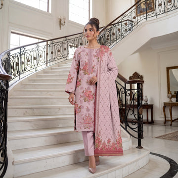 3-Piece Dhanak Suit With Dhanak Dupatta