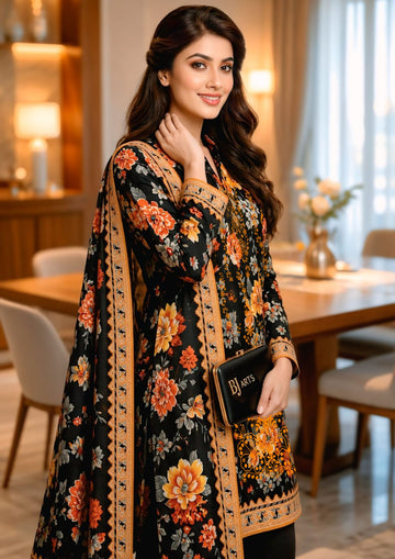 3-Piece Dhanak Suit With Dhanak Dupatta