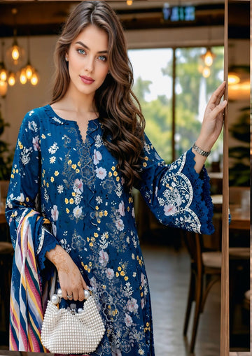 3-Piece Dhanak Suit With Dhanak Dupatta