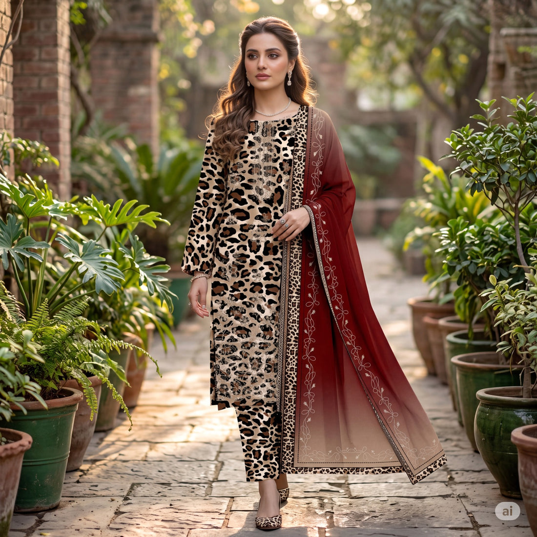 3-Piece Linen Suit With Linen Dupatta