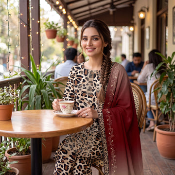 3-Piece Linen Suit With Linen Dupatta