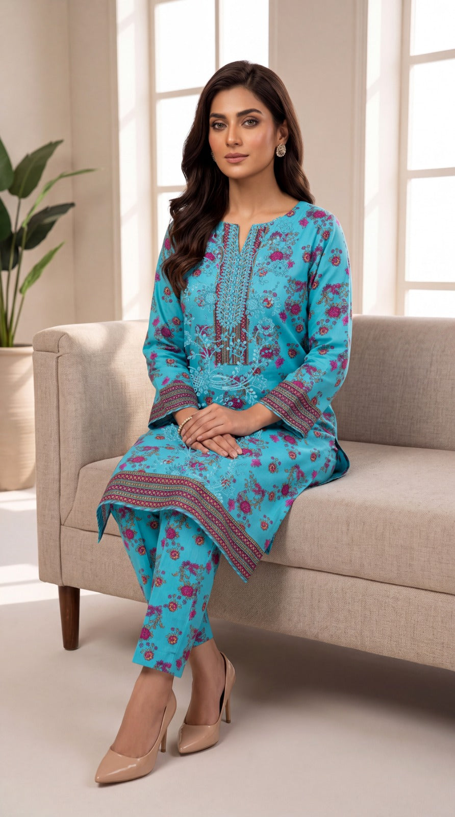 3-Piece Linen Suit With Linen Dupatta