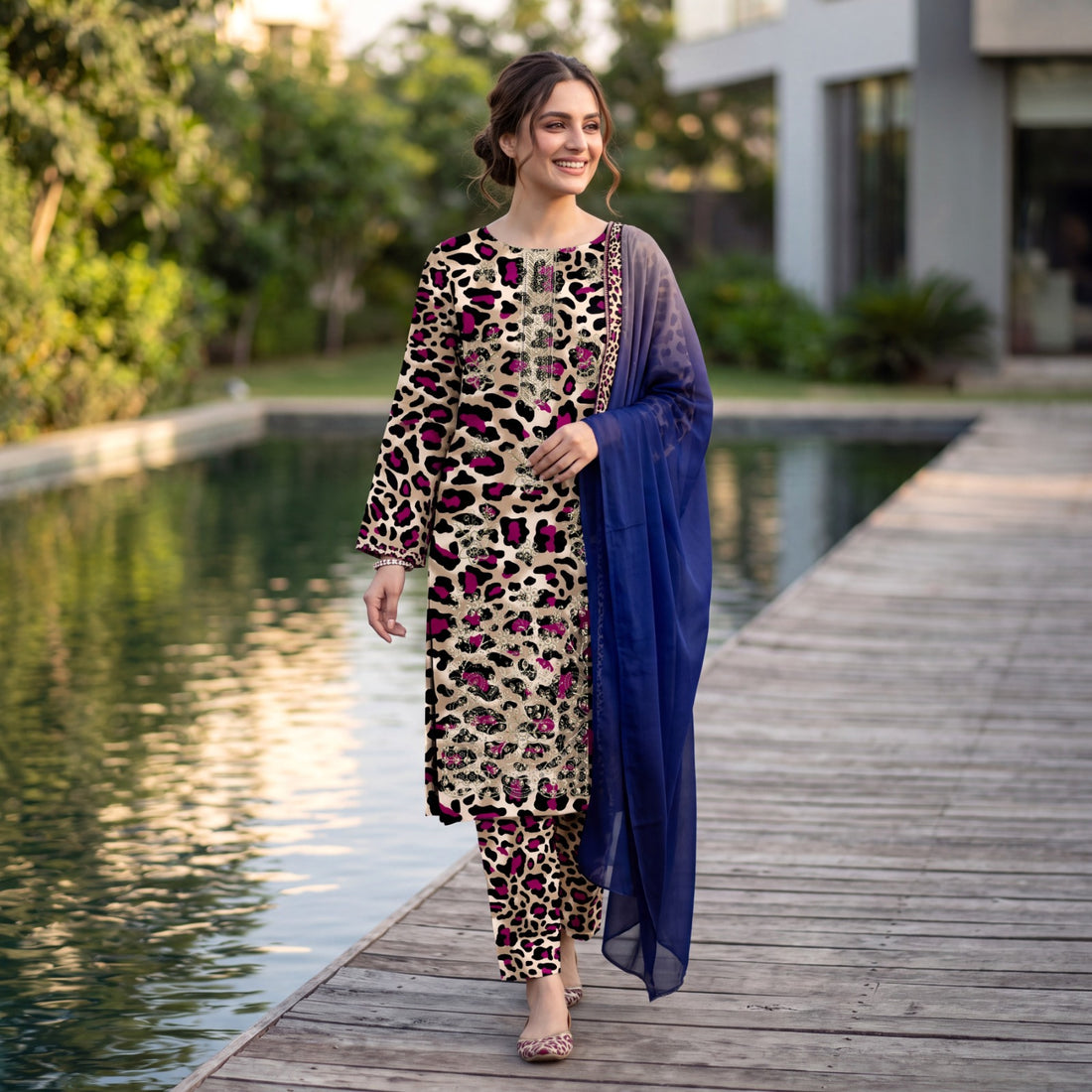 3-Piece Linen Suit With Linen Dupatta