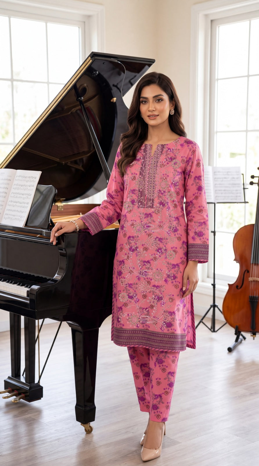 3-PieceLinen Suit With Linen Dupatta