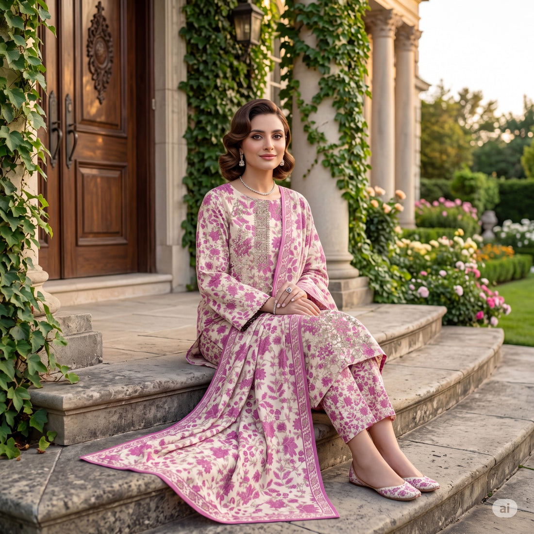 3-Piece Linen Suit With Linen Dupatta