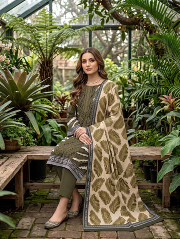 3-Piece Dhanak Suit With Dhanak Dupatta