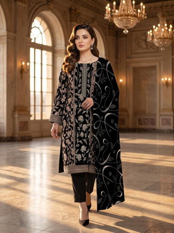 3-Piece Dhanak Suit With Dhanak Dupatta