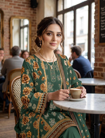 3-Piece Dhanak Suit With Dhanak Dupatta