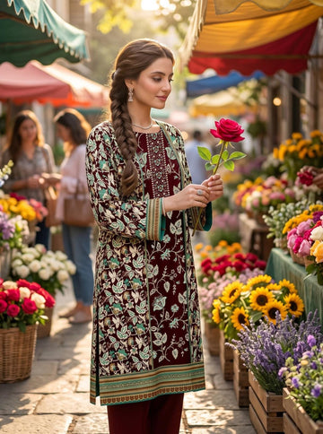 3-Piece Linen Suit With Linen Dupatta
