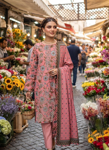 3-Piece Dhanak Suit With Dhanak Dupatta