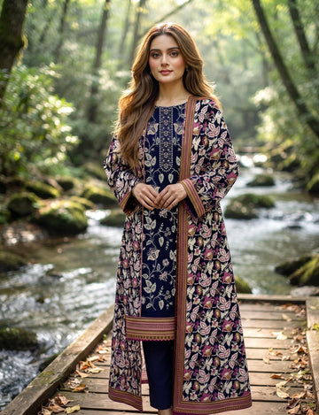 3-Piece Linen Suit With Linen Dupatta
