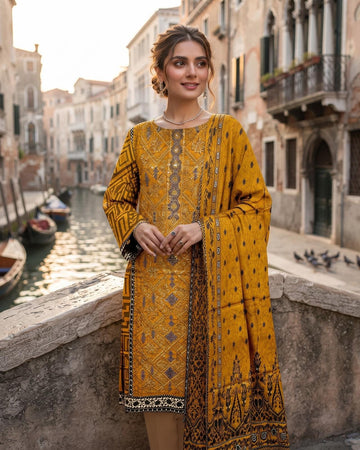 3-Piece Unstitched Lawn Suit With Lawn Dupatta