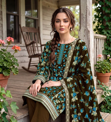 3-Piece Linen Suit With Linen Dupatta
