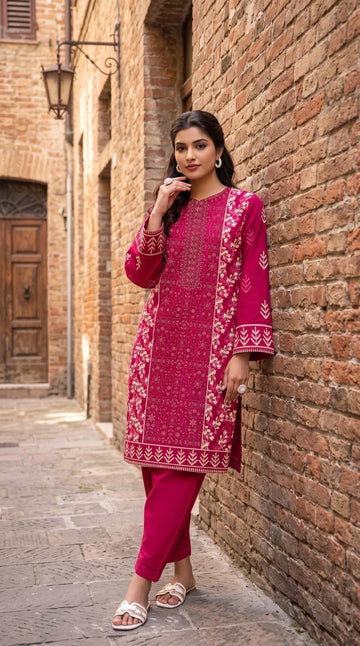 3-Piece Dhanak Suit With Dhanak Dupatta
