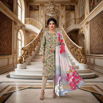 3-Piece Linen Suit With Linen Dupatta