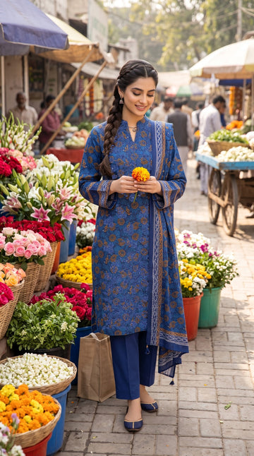 3-Piece Khadar Suit With Khadar Dupatta