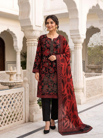 3-Piece Dhanak Suit With Dhanak Dupatta