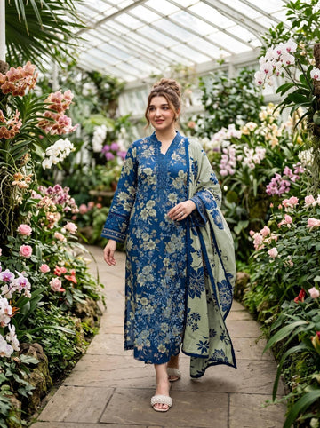 3-Piece Dhanak Suit With Dhanak Dupatta