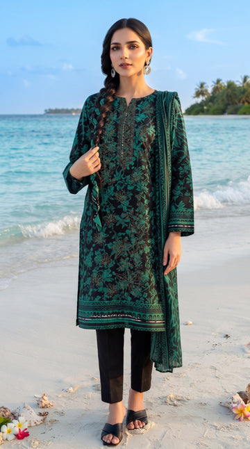 3-Piece Dhanak Suit With Dhanak Dupatta