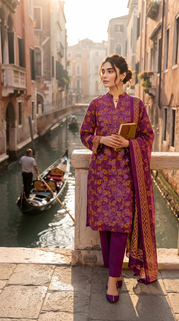 3-Piece Khadar Suit With Khadar Dupatta