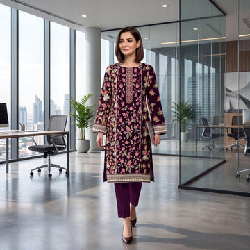 3-Piece Linen Suit With Linen Dupatta